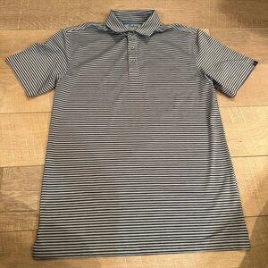 OXFORD MENS BLUE AND GRAY STRIPE GOLF POLO DRI FIT MEDIUM